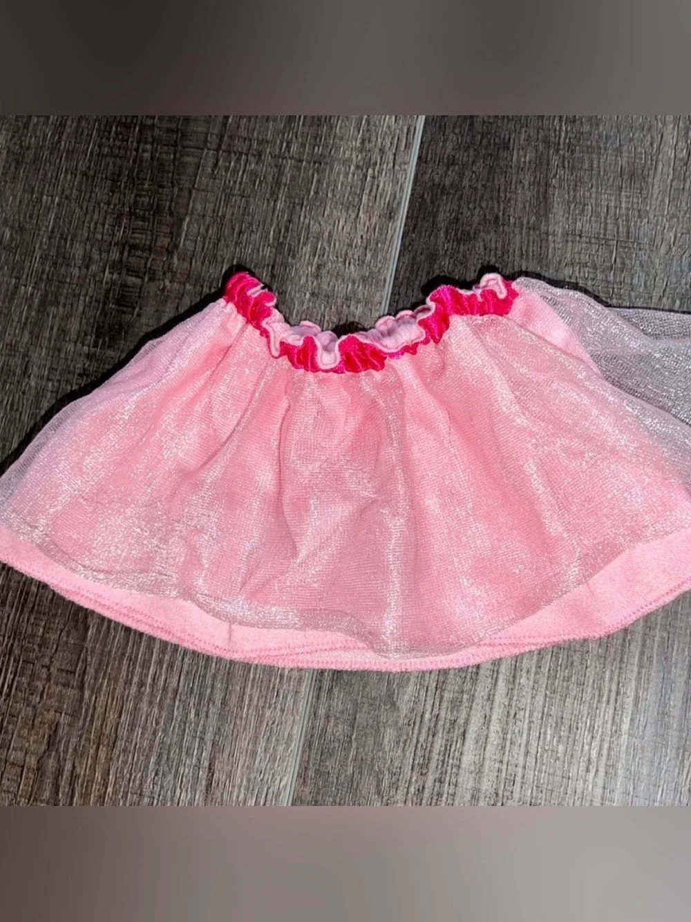 💞 Pink Double Layer Shimmer Tulle Skirt with Ribbon Waist for Dolls